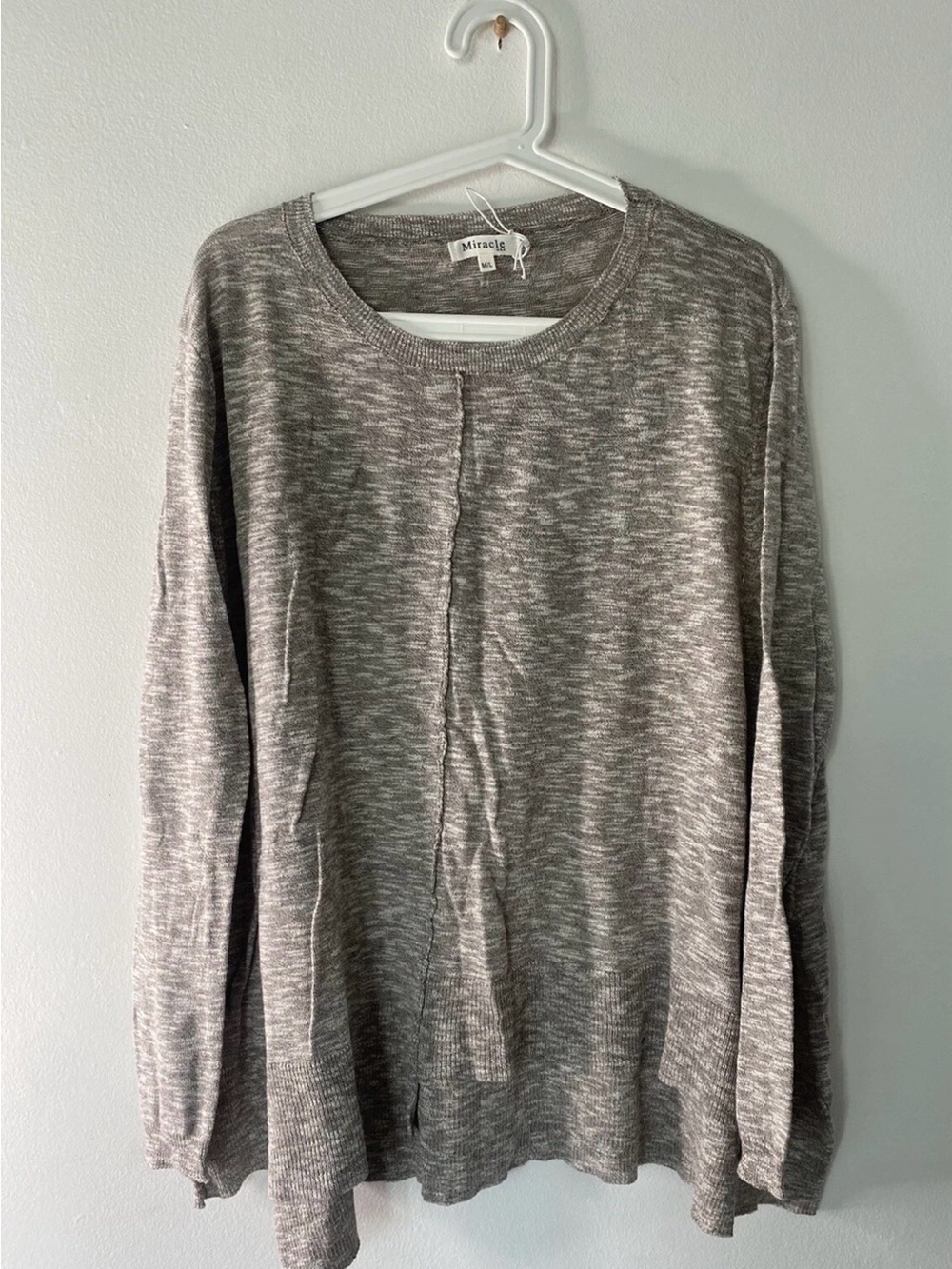 Miracle Heathered Gray -beige Crewneck Sweater - women’s NWT